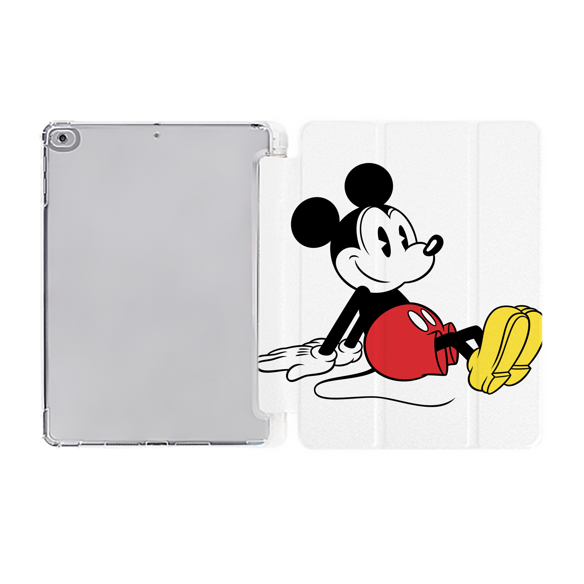 （画像用） ミッキーマウス Mickey Mouse IPad ケース ペン収納付き 三つ折りスタンド PUレザー×シリコン 対応機種9.5/10.5/10.9インチ